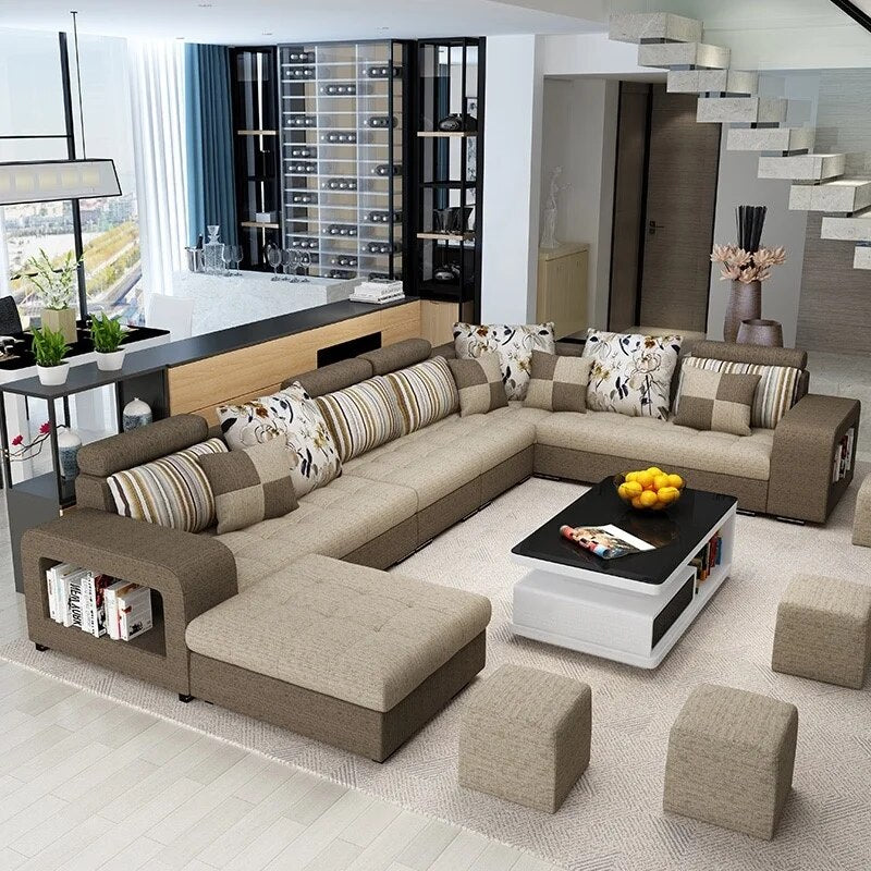 Modern Living Room Sofas 5 6 7 8 Seats Fabric Sofas Sectionals Living Room Furniture Set Hot Sale