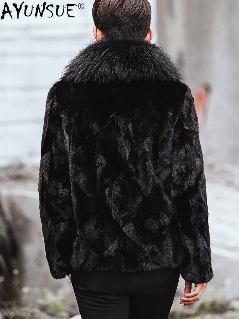 Men Jacket Winter 2024 Men's Clothing Natural Mink Fur Coat Male Warm Mens Clothes Shearling Jackets Hommes Veste LXR417