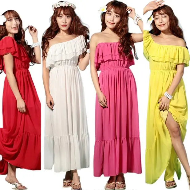 2023 Summer women ruffles Bohemian long dress,vestidos femininos,tropical casual chiffon dress girl dresses for women 2023 - KAISERINC