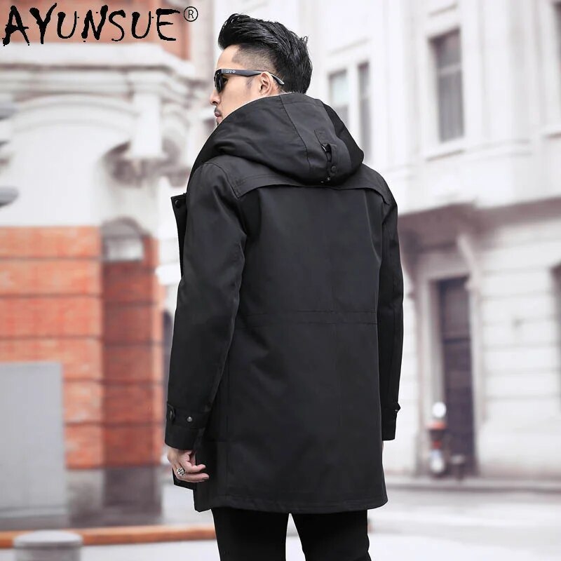 Man Jacket Winter Clothes Men Men's Clothing Real Mink Fur Coats Mens Hooded Parkas Male Fox Collar Chaqueta LXR808