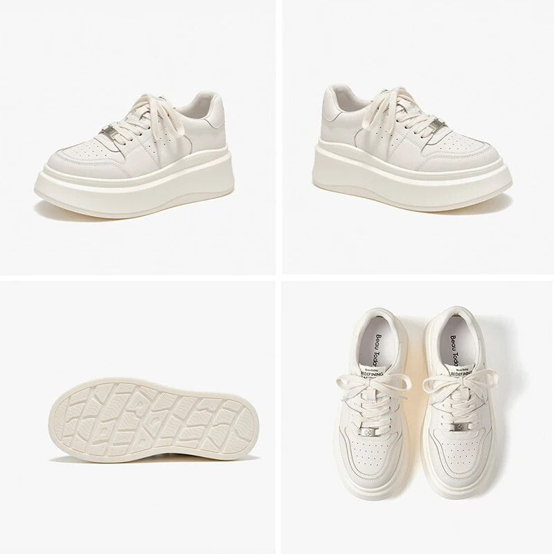 BEAUTODAY Chunky Sneakers Women Vulcanized Shoes Metal Decoration Thick Sole Breathable Spring Ladies Trainers Handmade 29721