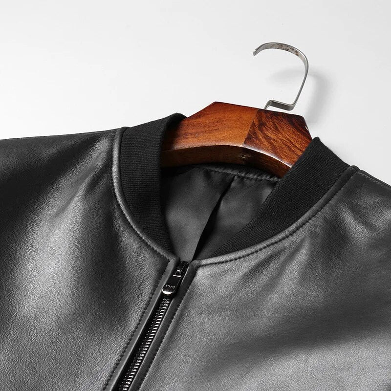 Men Jacket for Genuine Leather Short Real Sheepskin Baseball Style Coat Winter Slim-fit Jackets Chaquetas Para Hombre Cjk