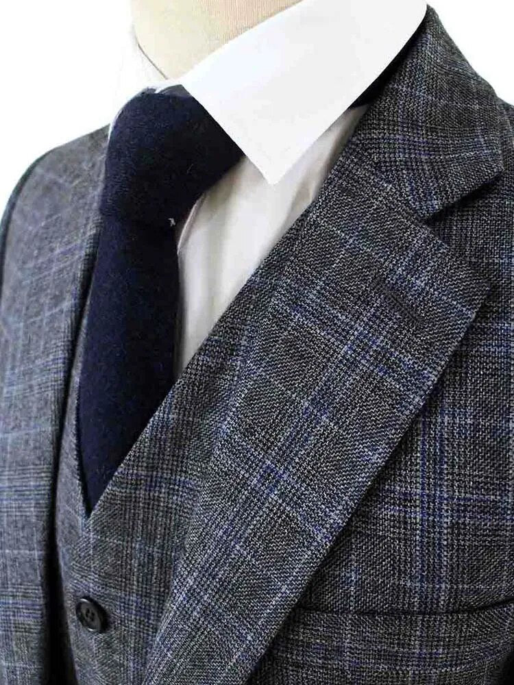 Wool Retro gentleman style tailor suits for men wedding party dresses custom made slim fit men 3 piece suits - KAISERINC