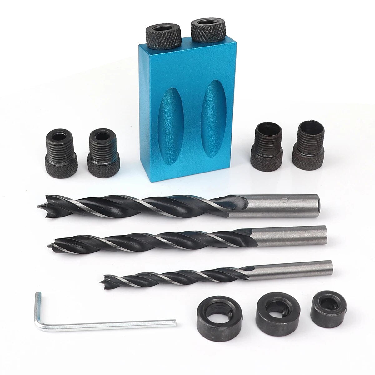 Onnfang 15 Degree Oblique Hole Locator Jig Kit Angle Drill Guide Set Hole Puncher DIY Carpentry Tools Drill Woodworking Tool