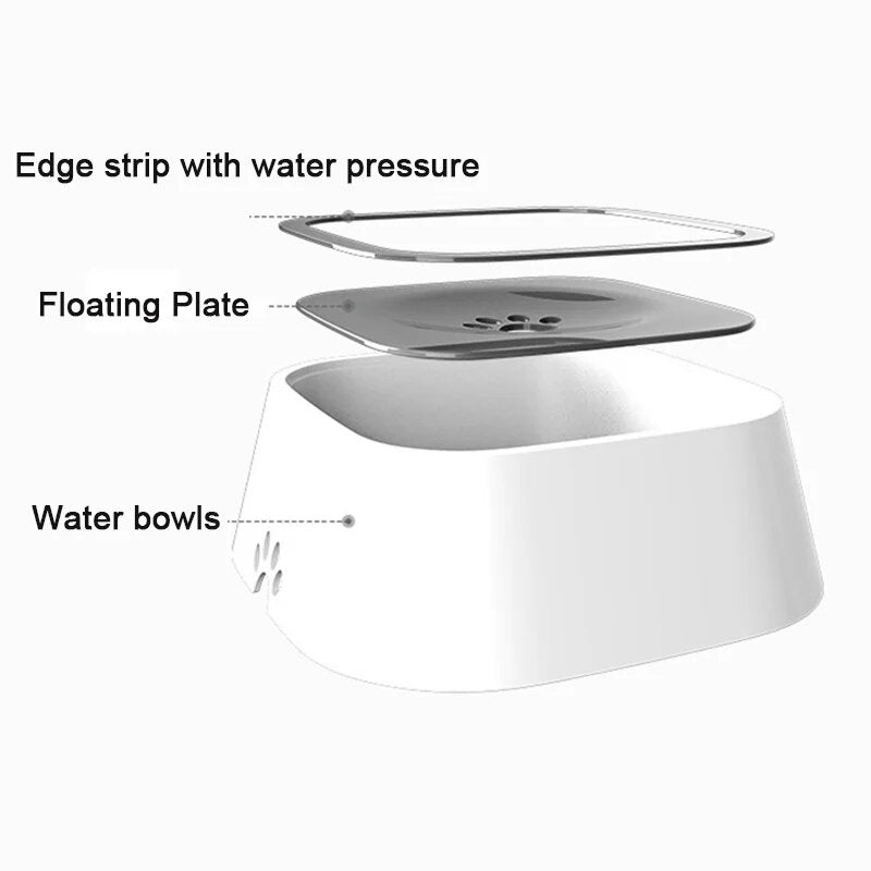 Dog Drinking Water Bowl  Floating Non-Wetting Mouth Cat Bowl Without Spill Drinking Water Dispenser ABS Plastic Dog Bowl