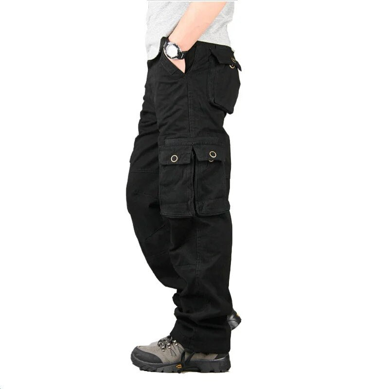 New Pants Men Cargo Trousers Mens Casual Multi Pocket Military Overall Outdoors Loose Long Joggers Army Tactical