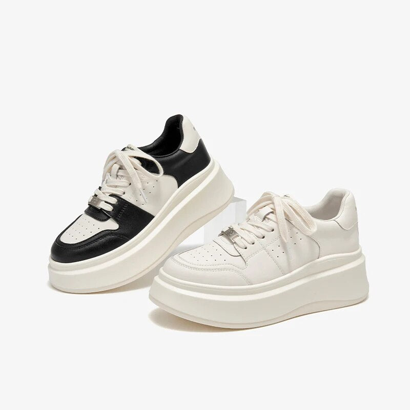 BEAUTODAY Chunky Sneakers Women Vulcanized Shoes Metal Decoration Thick Sole Breathable Spring Ladies Trainers Handmade 29721