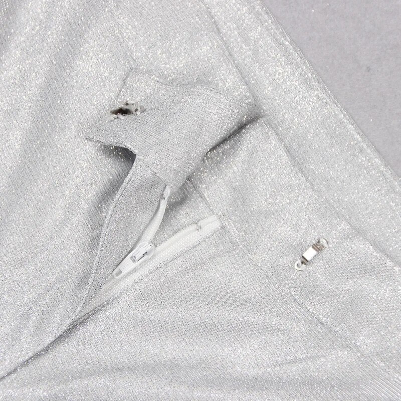 Summer Women's Clothing Silver Three Pieces Suit Exquisite Glitter Decoration Lady Office Costume Celebrity Party Matching Set