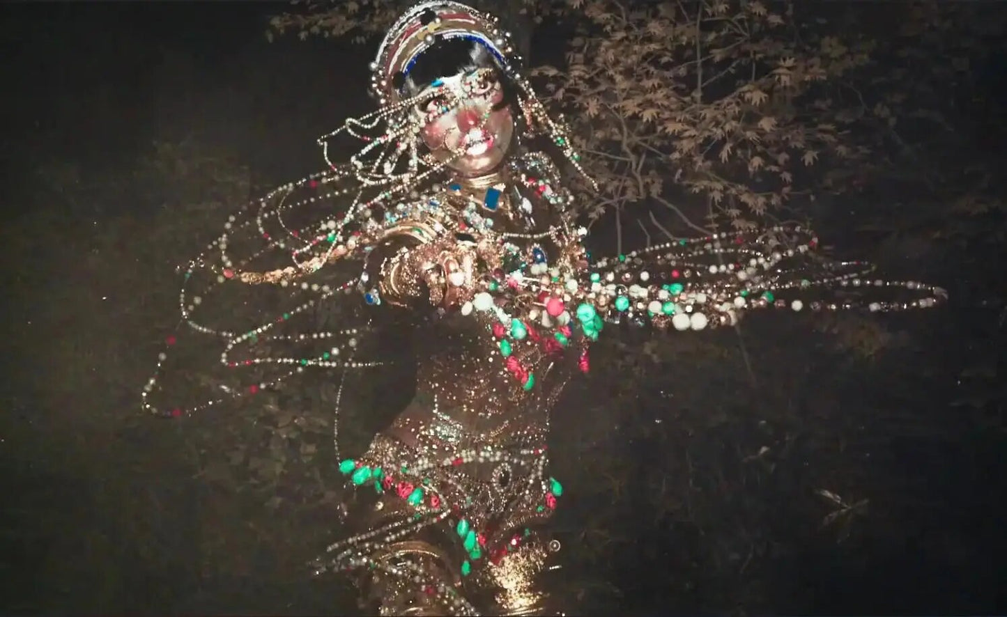 New sexy Jibaro banshee Cosplay clothing  golden  metal chain shiny colorful full Rhinestone nightclub showgirl dance sta