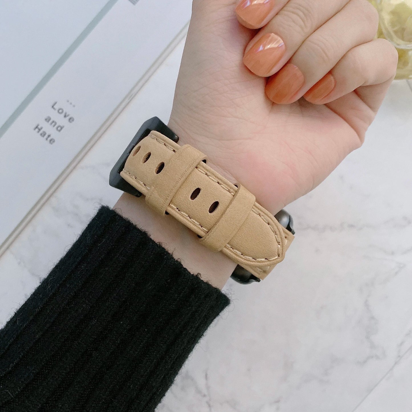 Leather Band For Apple watch 8 7 45mm 41mm series 6 5 4 SE 44mm 40mm Sports breathable bracelet wristband for iwatch 3 42mm 38mm