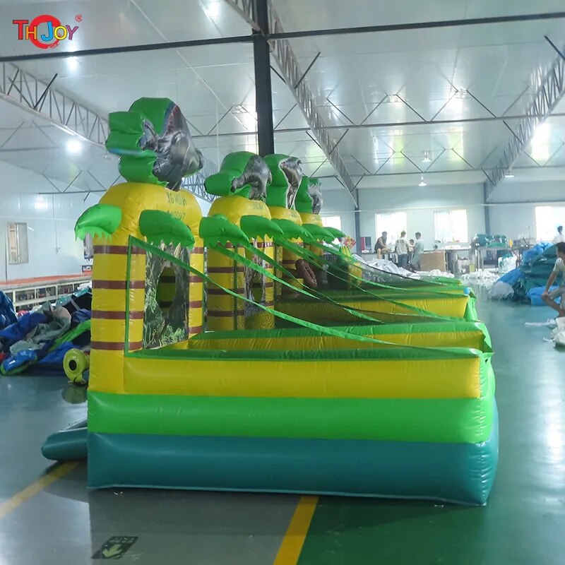Free Air Shipping 4 in 1 Inflatable Combo Game For Kids Dinosaur Theme Inflatable Carnival Jungle  Baseball Basketball Hoop Game