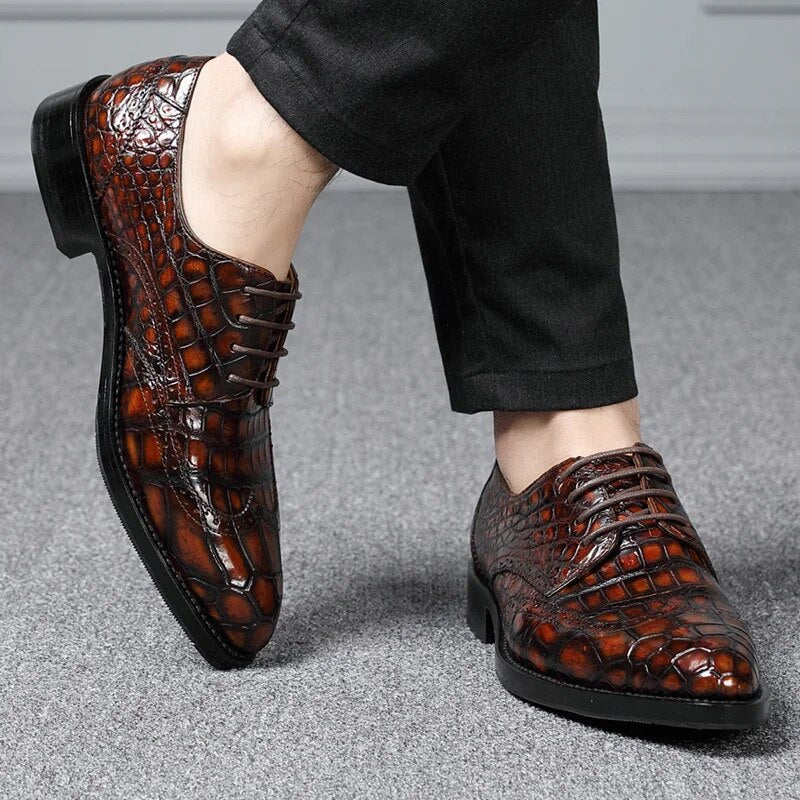 New Leather Fashion Lace Up Formal For Men Designer With Luxury Men's Loafers Slip On Dress Italiano Golden Shoes Free Shipping