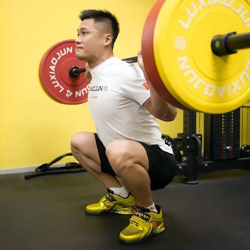 Professional Weight Lifting Training Shoe Unisex Gold Squat Hard Pull Shoes Men Gym Shoes Mens And Womens Sport Sneakers