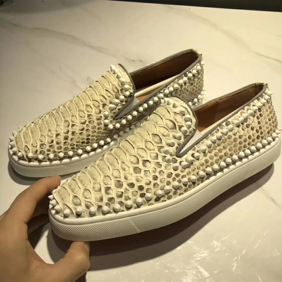 Real Python Leather Luxury Design Men's Casual Shoes Women's Loafer