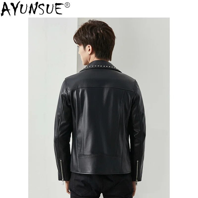 Men Clothing 2024 Autumn Genuine Leather Jacket Men's Clothes Sheepskin Coat Male Motorcycle Man Jackets Chaqueta LXR551