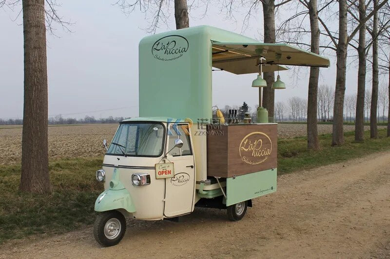 Electric Food Tricycle 3 Wheels Mobile Food Car Kiosk Outdoor Store For Sale Gelato Ice Cream Hot Dog With Freezer Refrigerated