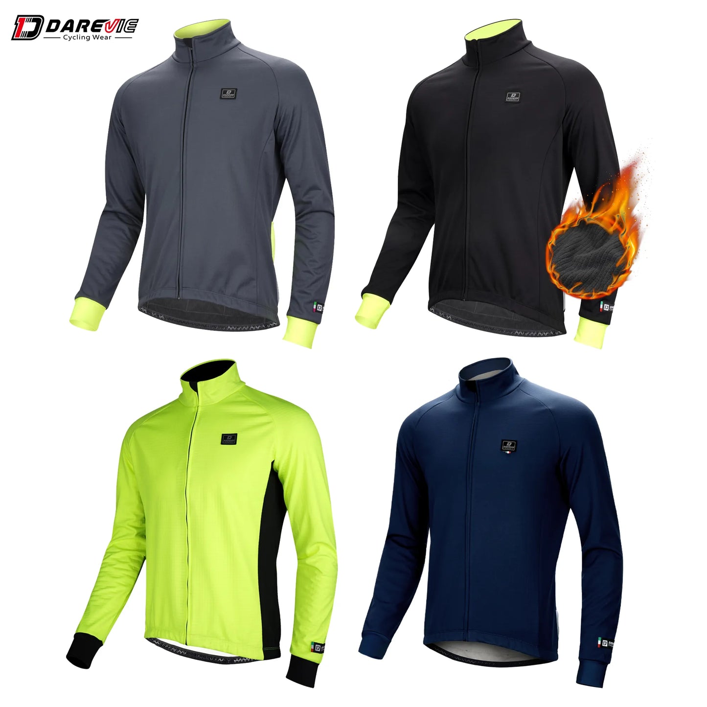 DAREVIE Cycling Jacket Men Winter Thermal Fleece Cycling Jacket Men Women Warm Up Windproof-5~10℃ Hot Windproof Bike Jacket - KAISERINC