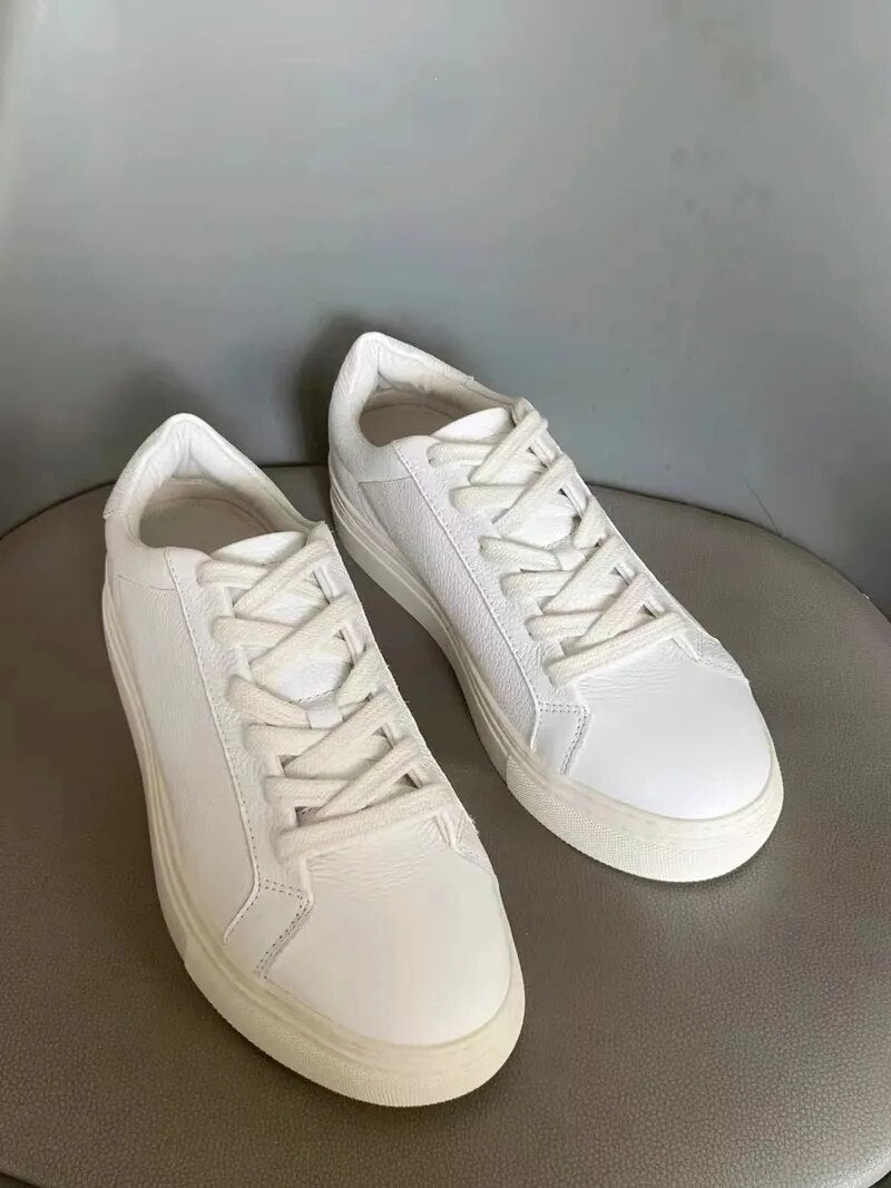 Modelutti 2023 New Men Summer Genuine Leather Round Head Lacing Flat Sneakers Solid Simple Versatile Basic Shoe Casual Male Chic