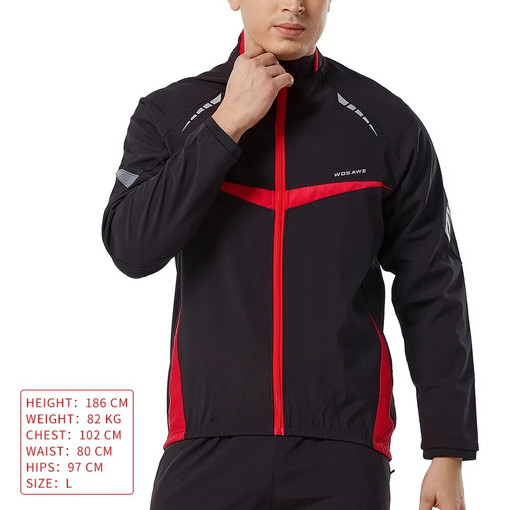 WOSAWE Winter Cycling Jackets Thermal Fleece Jacket Windproof Long Sleeve Cycling Jersey Clothing Wear Reflective Clothes Coat - KAISERINC