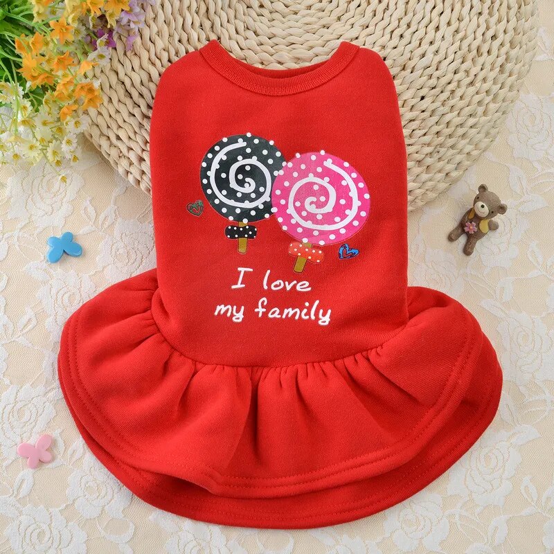 Autumn Winter Pet Dresses Christmas Wool Princess Skirt Harness Traction Cord Small Dog Coat Holiday Clothes Yorkie Poodle Puppy - KAISERINC