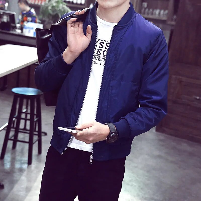New Arrival Spring Men's Jackets Solid Fashion Coats Male Casual Slim Stand Collar Bomber Jacket Men Outerdoor Overcoat  M-XXXXL - KAISERINC