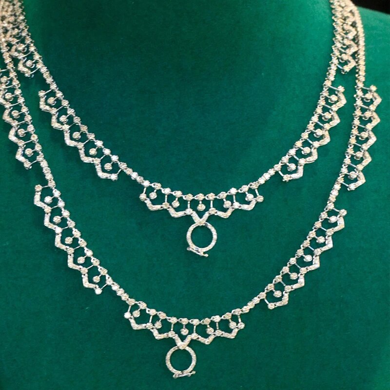Aazuo 18K White Gold Tennis Necklace For Woman&Lady Glamorous Elegant Sparkling Diamonds 4.6ct Luxury High Class Banquet