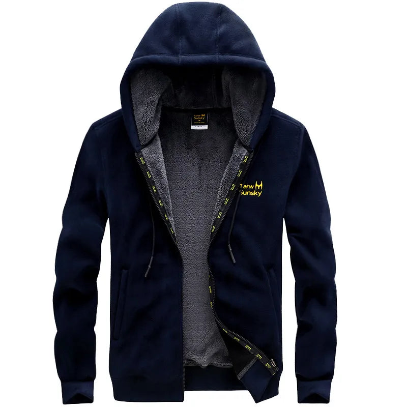 Outdoor cold resistance on both sides polar fleece pullover men's thickening and wool cardigan coat Jackets - KAISERINC