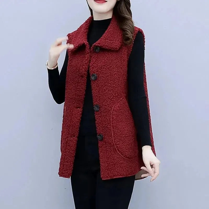 2023 New Autumn Winter Vest Jackets Women's Fashion Waistcoat Ladies Thickened Outwear Warm Sleeveless Coat Tops Female Overcoat - KAISERINC