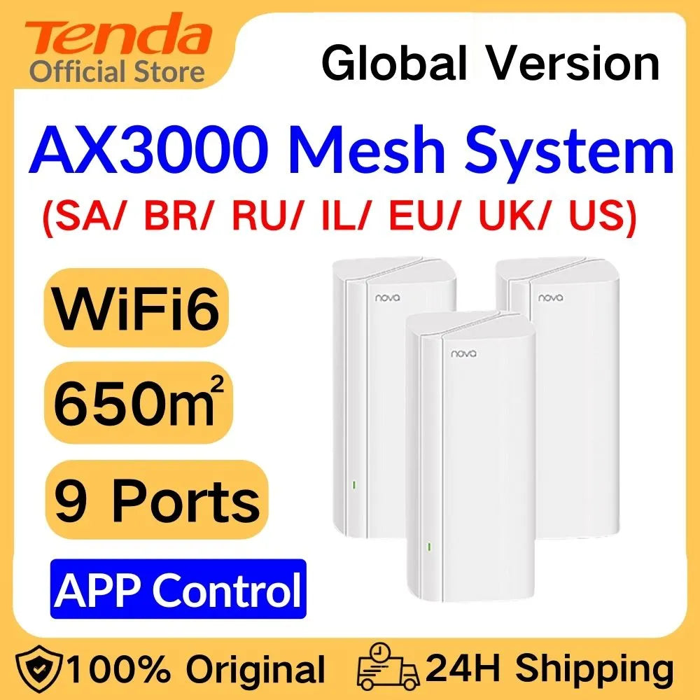 Tenda AX3000 WiFi6 Mesh System EX/MX12 Wireless Router Wi-Fi6 Mesh WiFi Router up to 7000 sq.ft. Wifi range extender WIFI 6 Mesh