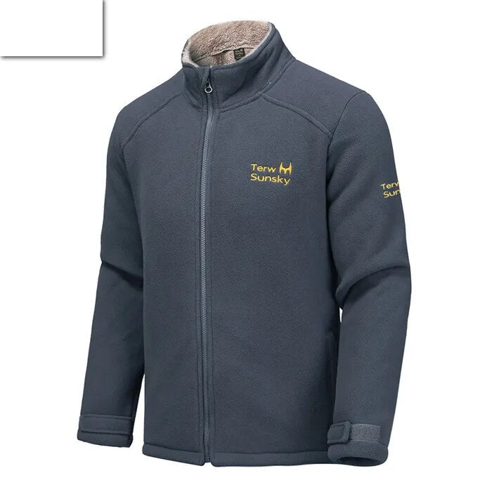 Outdoor cold resistance on both sides polar fleece pullover men's thickening and wool cardigan coat Jackets - KAISERINC