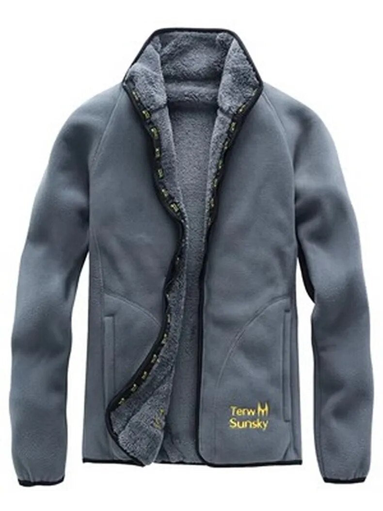 Outdoor cold resistance on both sides polar fleece pullover men's thickening and wool cardigan coat Jackets - KAISERINC