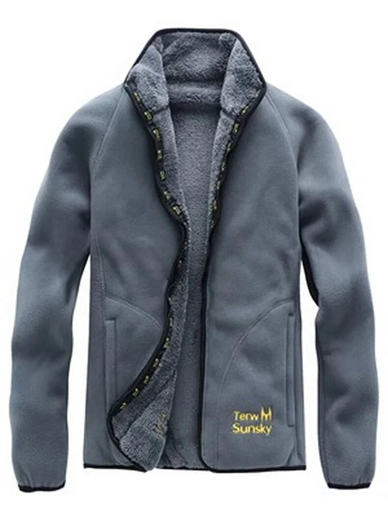 Outdoor cold resistance on both sides polar fleece pullover men's thickening and wool cardigan coat Jackets