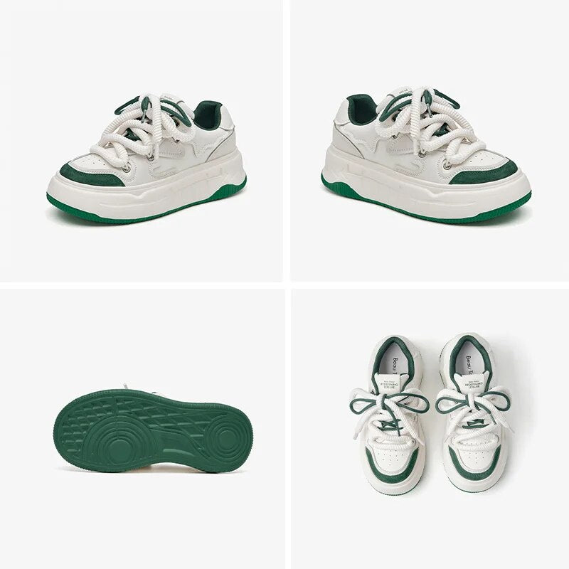 BEAUTODAY Casual Sneakers Women Genuine Leather Breathable Mesh Light Lace-up Mixed Colors Platforms Ladies Shoes Handmade 29712