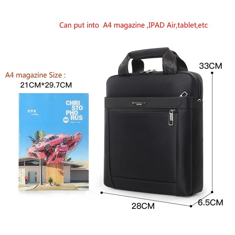 Men Small Briefcase Vertical Document Pack Men's Single Shoulder 12-inch IPAD Bag Male Waterproof Nylon Messenger Bag Sac Homme