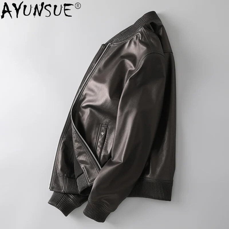 Men Jacket Genuine Leather Jackets Mens 5XL Sheepskin Clothes 2024 Men's Clothing Bomber Coat Male Hommes Veste LXR463