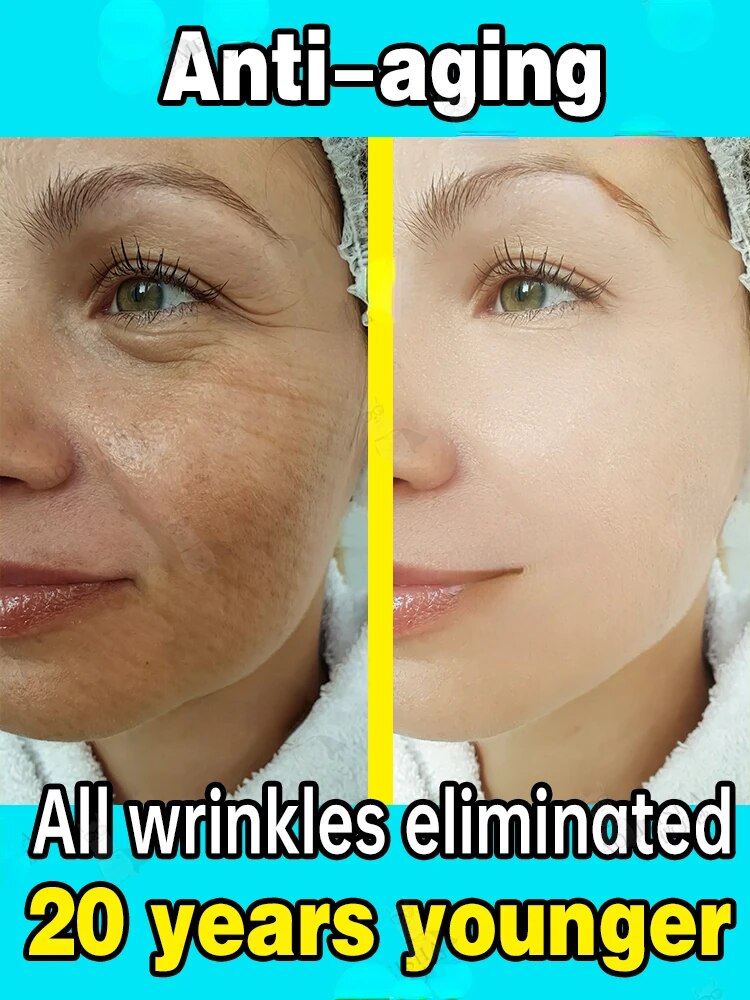 Effective anti-ageing and anti-wrinkle facial serum to remove facial wrinkles fine lines around the eyes crow's feet neck wrinkl
