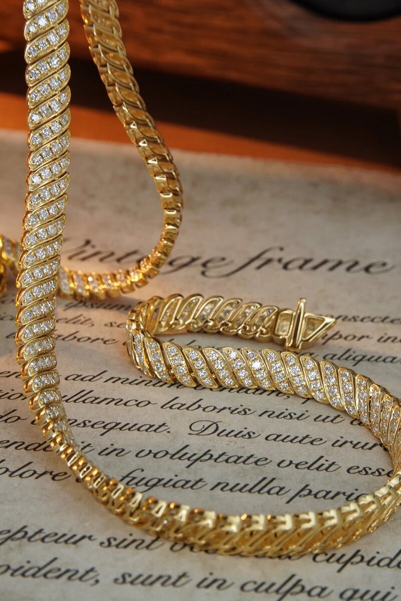 KUGG 18K Yellow Gold Necklace Real Natural Diamonds 5.75carat Chain Luxury INS Snake Shape Jewelry for Women Senior Banquet