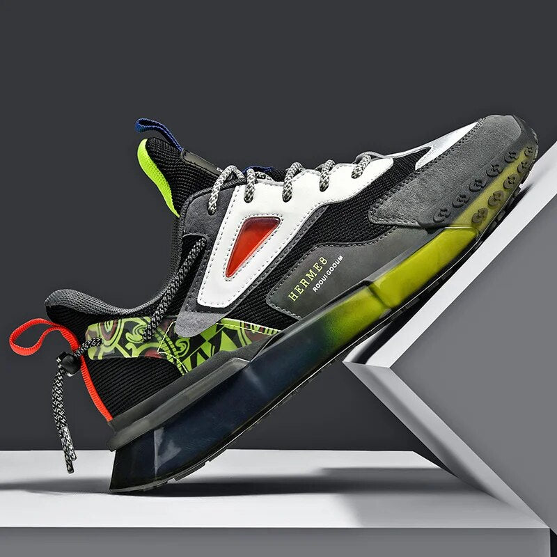Men's Sneakers Comfortable Casual Shoes Mesh Breathable Sports Non-slip Running Tennis Elastic New Male Shoes Vulcanized Shoes