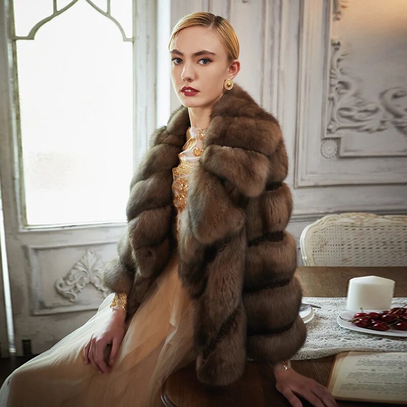 Women's Fur Coat 2223 Trend Natural The Sable Mink Fur Short Outerwear Jackets Trench Coats New in Outdoor Clothes Clothing
