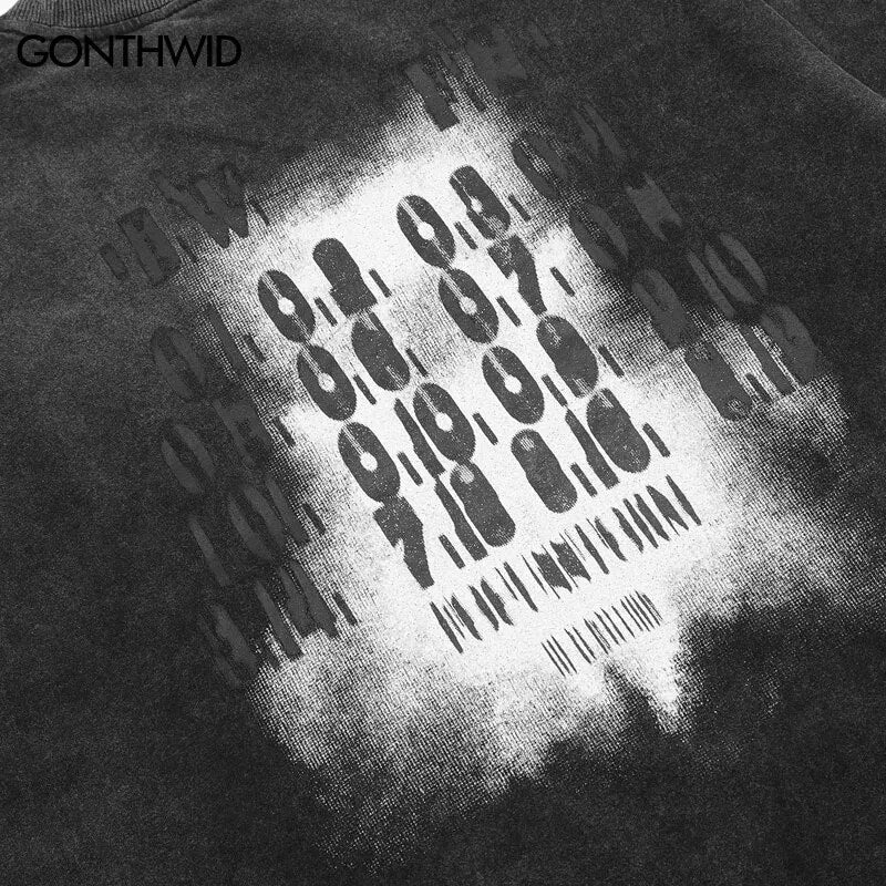 Vintage T Shirt Men Streetwear Hip Hop Letter Graphic Print Washed Tshirt Punk Gothic Cotton Tee Shirts Men Harajuku Fashion Top