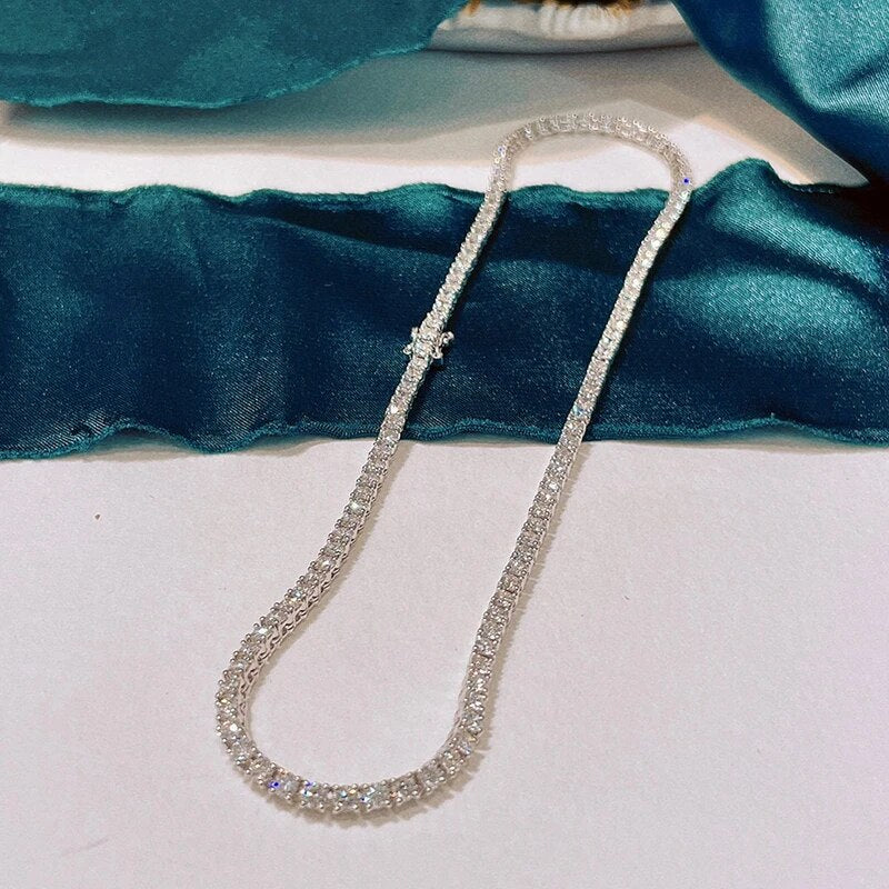 Aazuo Fine jewerly 18K Gold Real Diamonds 8.85ct F VS Luxury Classic Tennis Necklace Gife For Woman Senior Party Charm Jewelry