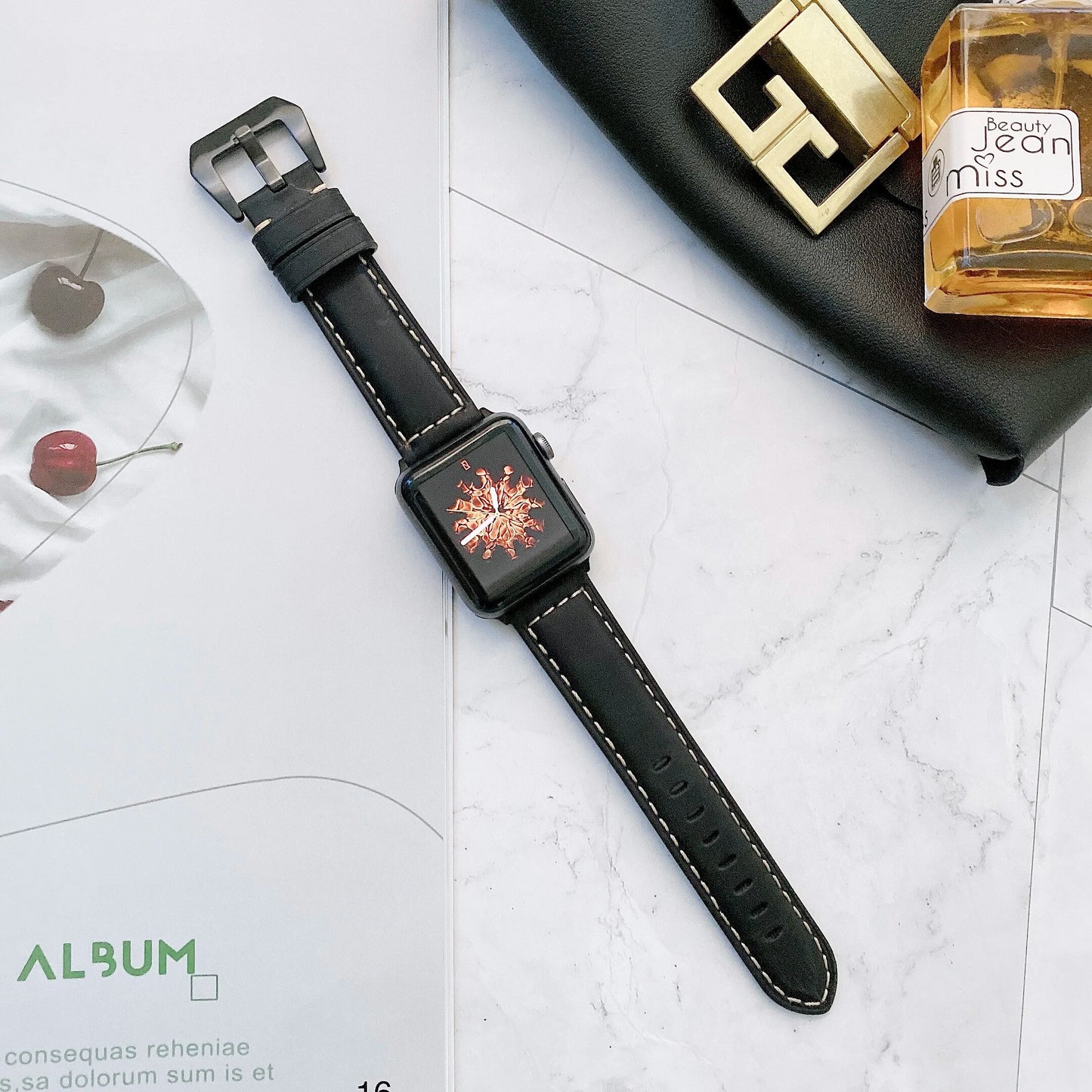 Leather Band For Apple watch 8 7 45mm 41mm series 6 5 4 SE 44mm 40mm Sports breathable bracelet wristband for iwatch 3 42mm 38mm