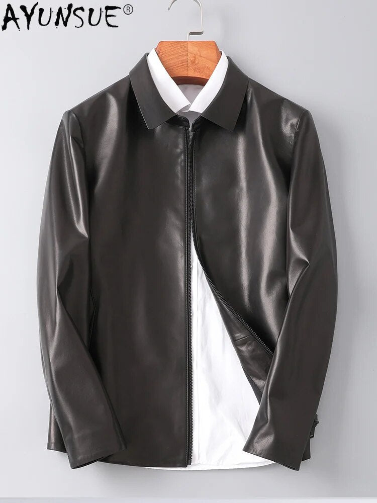 Men Jacket Sheepskin Genuine Leather Jackets Men's Clothes 5XL Casual Mens Clothing Luxury Coat Male Hommes Veste LXR477