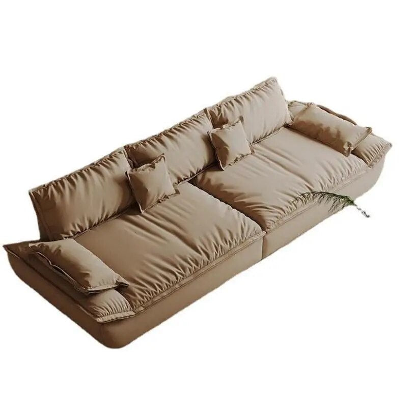 Light Iuxury In-line Sofa Living Room Size Apartment Three-bit Minimalist Wabi-sabi Cream Wind Sailing Combination