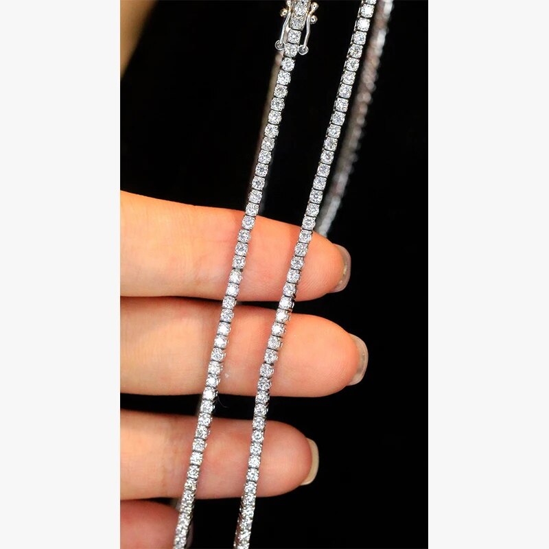 Aazuo Fine jewerly 18K Gold Real Diamonds 5.2ct H SI Luxury Classic Tennis Necklace Gife For Woman Senior Party Charm Jewelry