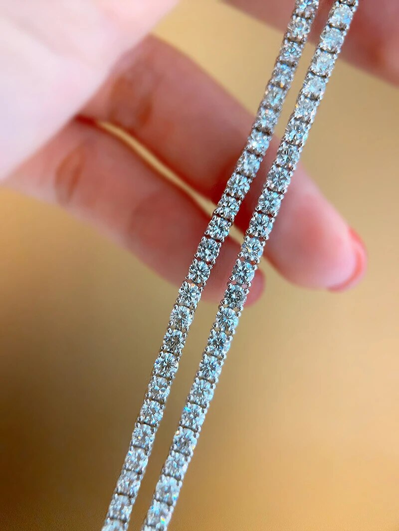 LUOWEND 18K White Gold Bracelet Real Natural 5.30carat Diamond Bracelet for Women Wedding Luxury Tennis Deign Fine Jewelry