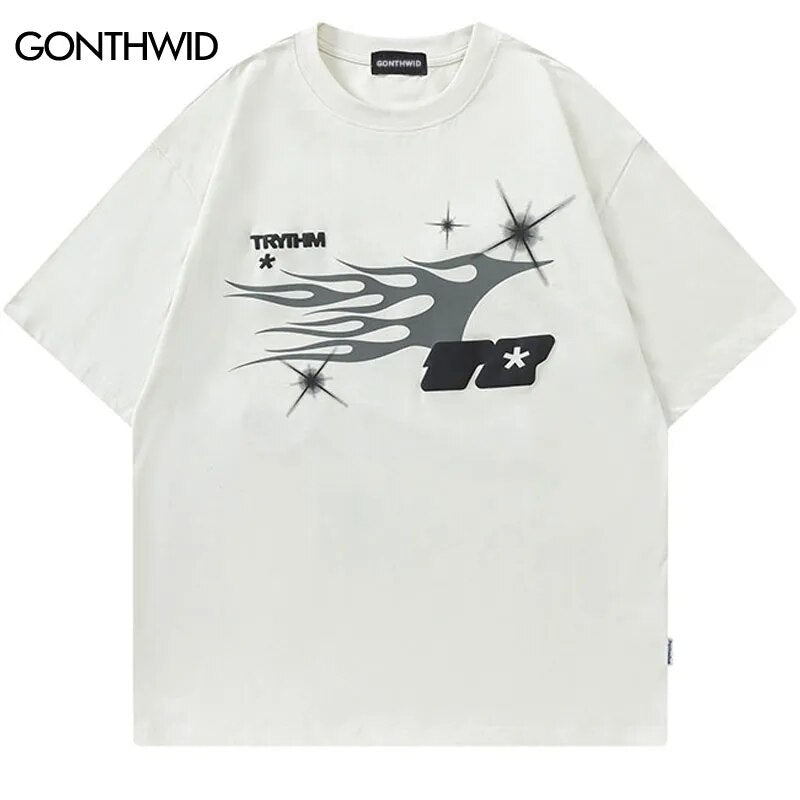 Hip Hop Oversized T Shirt Men Harajuku Letter Graphic Print Punk Gothic Tshirt 2023 Fashion Summer Cotton Loose Tee Shirts Tops