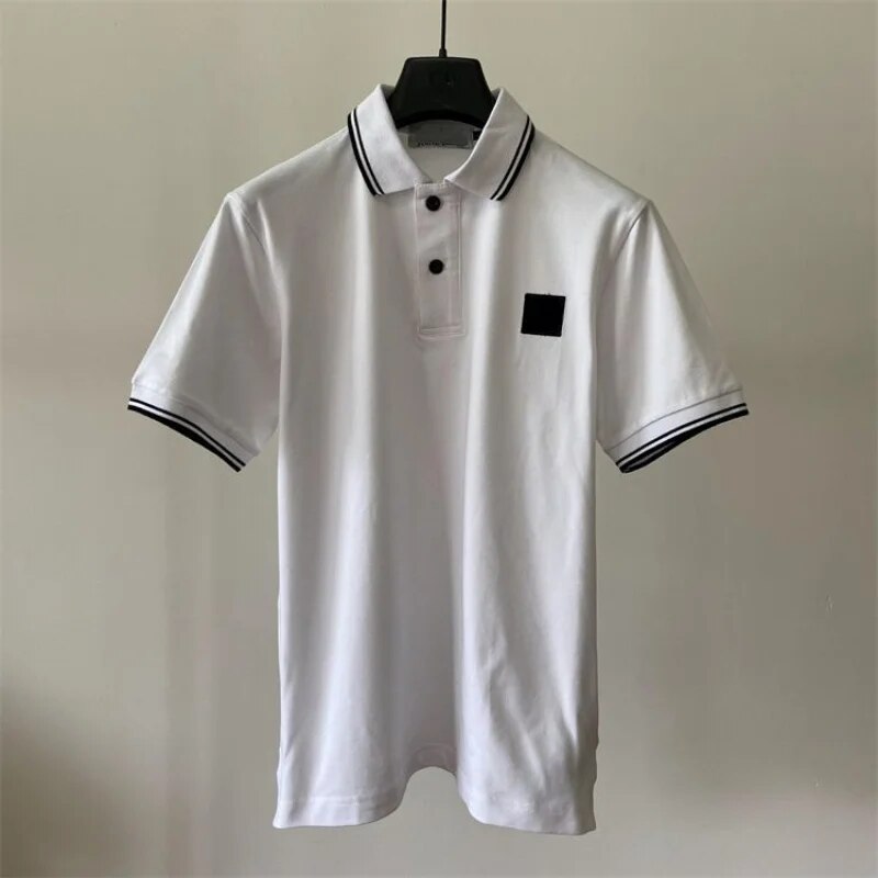 Summer Fashion Stone Label Short Polos Tops for Mens Outdoors Golf T-Shirts Male Gym Running Tees High Quality Clothing