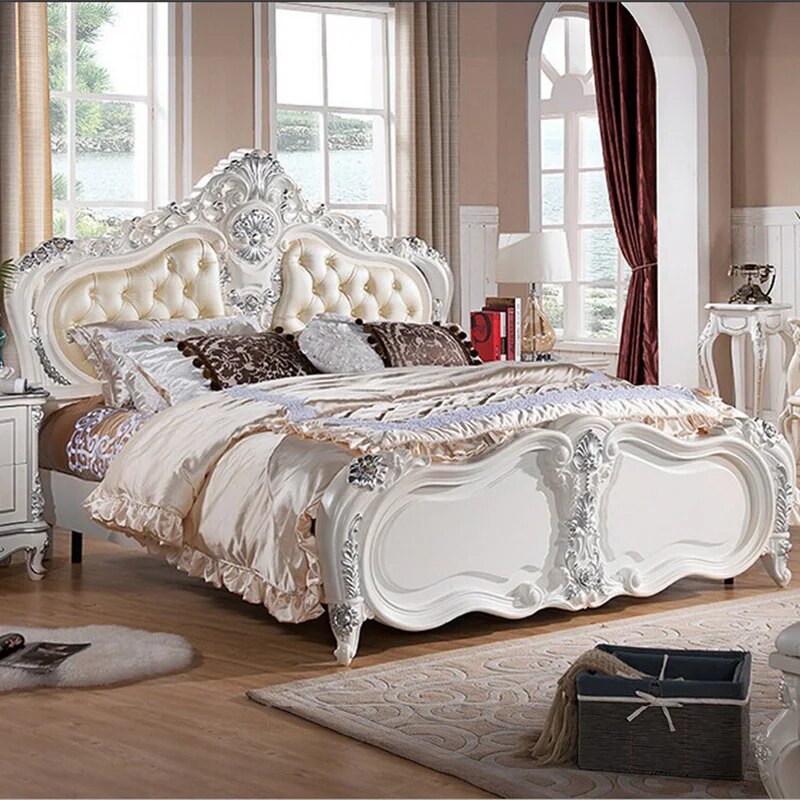 high quality  European modern bed French bed 2 people bedroom furniture 1.8 m 6275