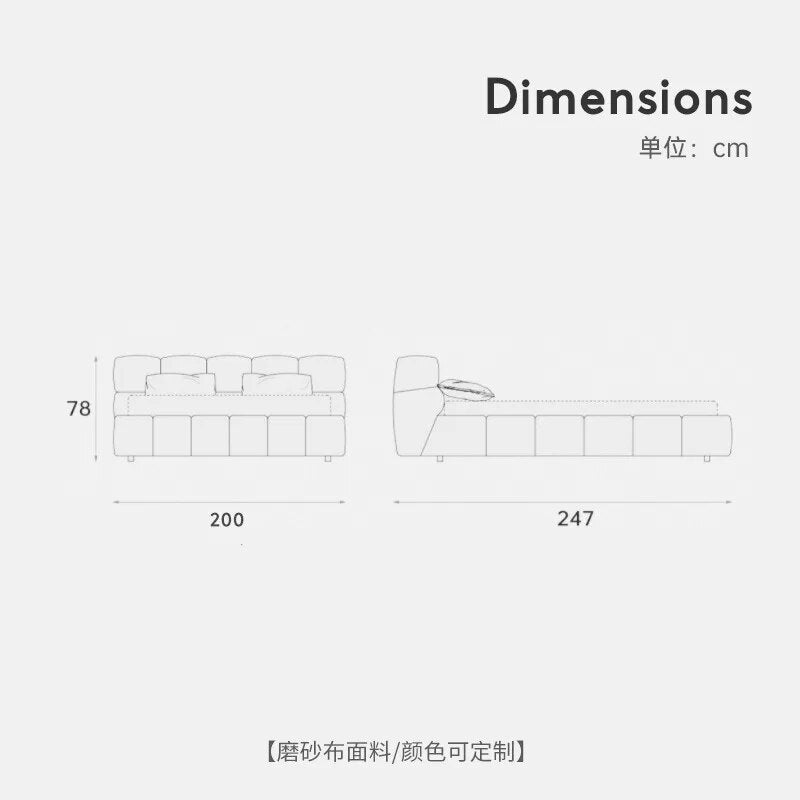 Living room furniture Italian minimalist double bed solar floor bed minimalist modern frosted cloth villa queen bed
